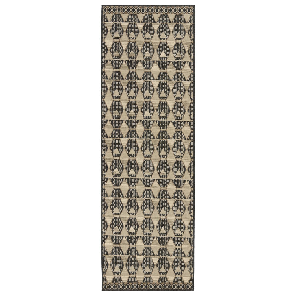 Vibe By Jaipur Living Maji Indoor/ Outdoor Geometric Black/ Beige Runner Rug (2'6"X8')