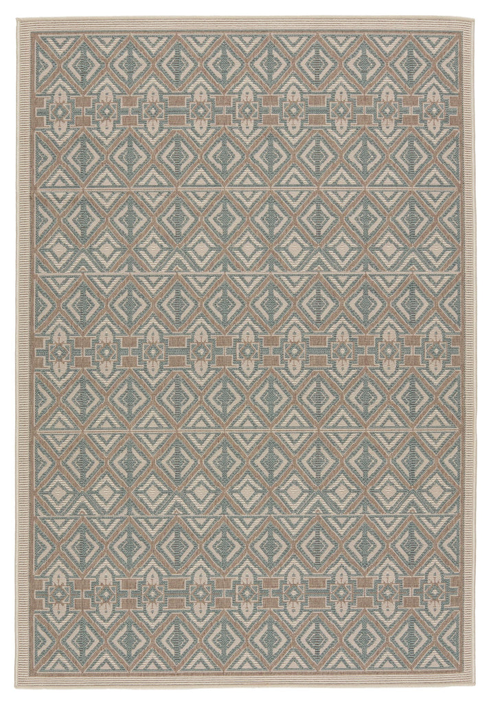 Vibe By Jaipur Living Hazina Indoor/ Outdoor Geometric Sea Green/ Beige Area Rug (4'X6')