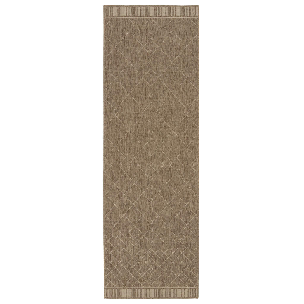 Vibe By Jaipur Living Almasi Indoor/ Outdoor Trellis Dark Taupe/ Beige Runner Rug (2'6"X8')