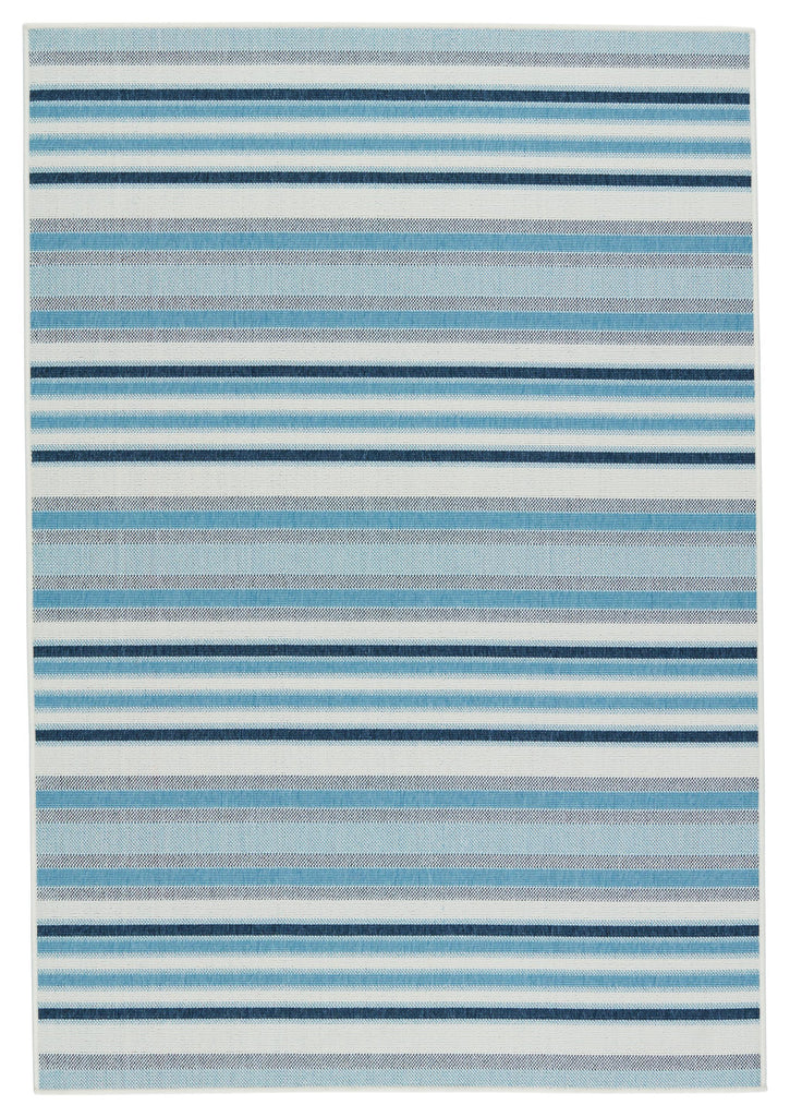 Jaipur Living Mahaba Lloria Stripes Blue / Cream 2'6" x 8' Rug