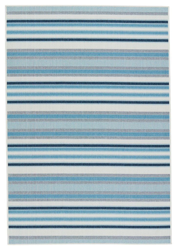 Vibe By Jaipur Living Lloria Indoor/ Outdoor Striped Blue/ Cream Area Rug (2'X3')