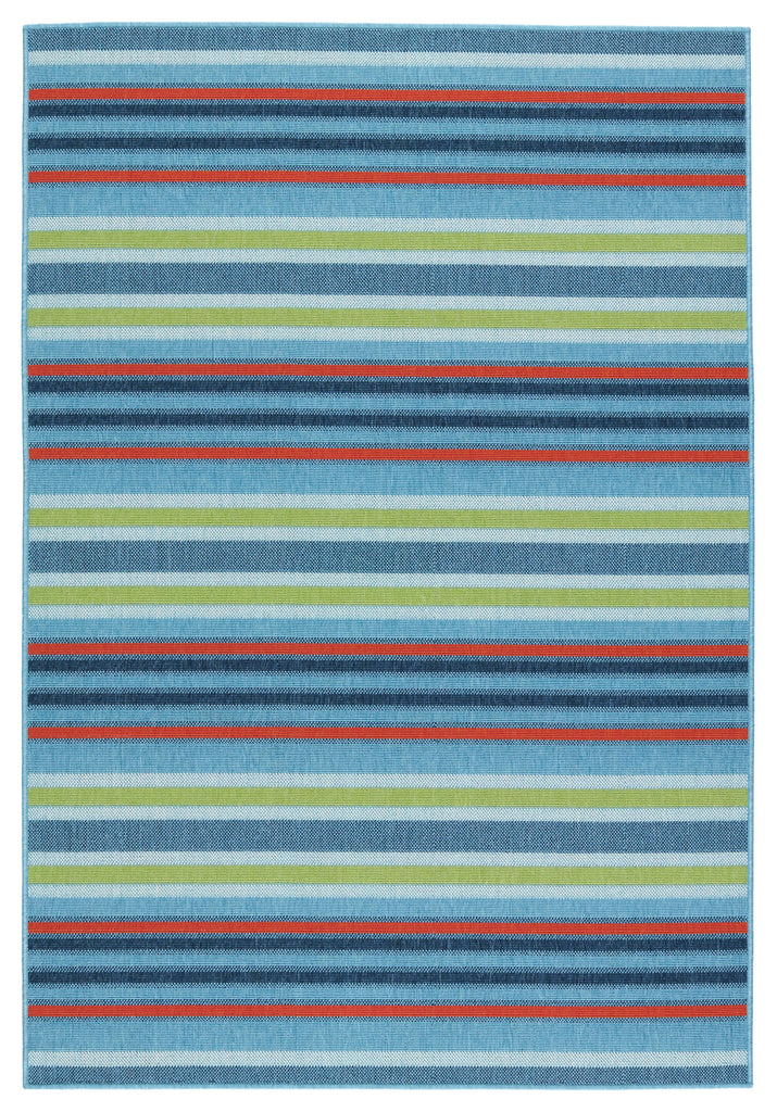 Vibe By Jaipur Living Lloria Indoor/ Outdoor Striped Blue/ Orange Runner Rug (2'6"X8')