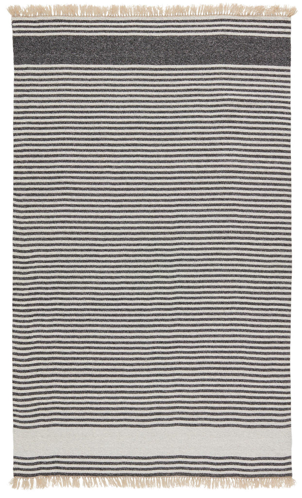 Jaipur Living Morro Bay Strand Stripes Dark Gray / Beige 7'6" x 9'6" Rug