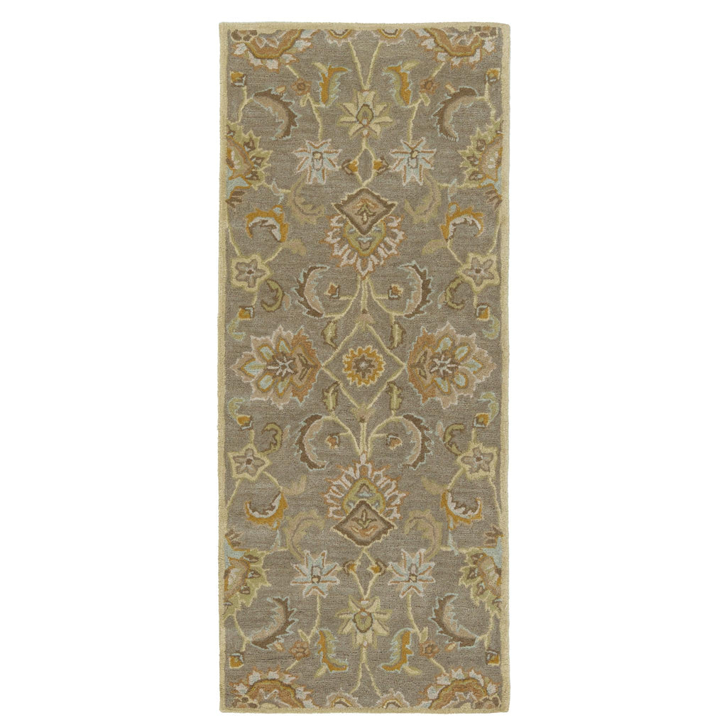 Jaipur Living Abers Handmade Floral Gray/ Beige Runner Rug (2'6"X6')