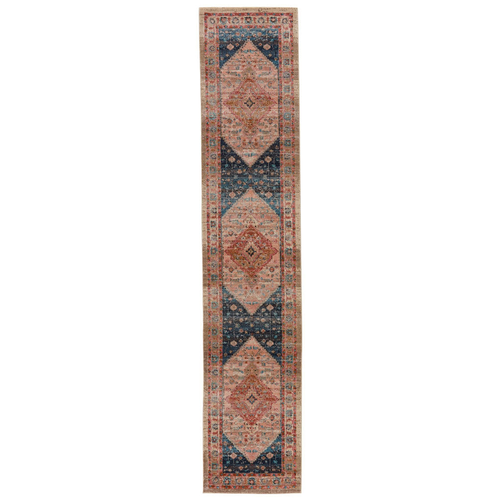 Jaipur Living Myriad Elizar Medallion Blush / Dark Blue 2'6" x 12' Rug