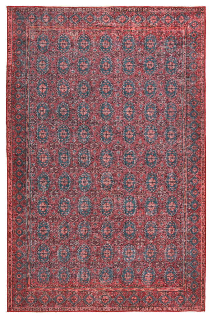 Kate Lester + Jaipur Living Kalinar Damask Dark Red/ Blue Area Rug (5'X7'6")