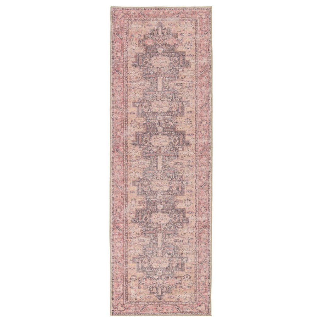 Jaipur Living Kindred Cosima Medallion Pink / Dark Purple 2'6" x 7'6" Rug