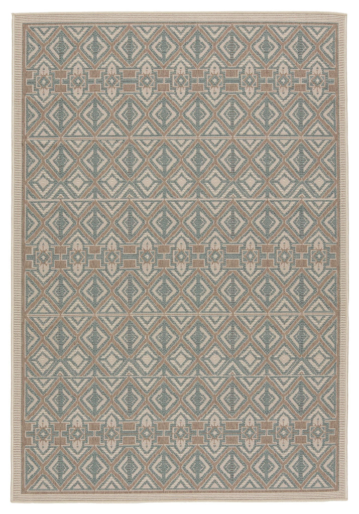 Jaipur Living Mahaba Hazina Geometric Sea Green / Beige 9' x 12' Rug