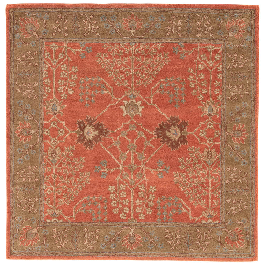 Jaipur Living Chambery Handmade Floral Orange/ Brown Square Area Rug (6' Sqr)