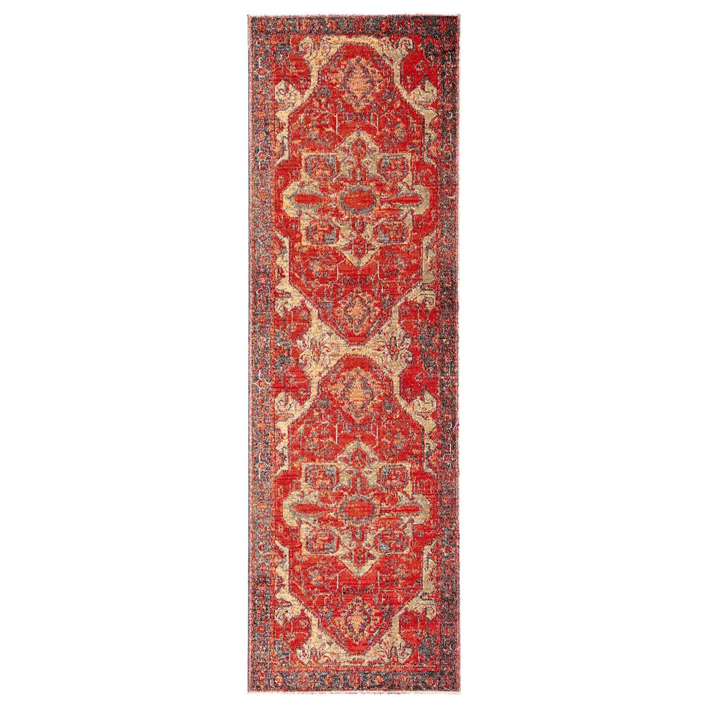 Jaipur Living Polaris Leighton Medallion Red / Blue 2'6" x 8' Rug