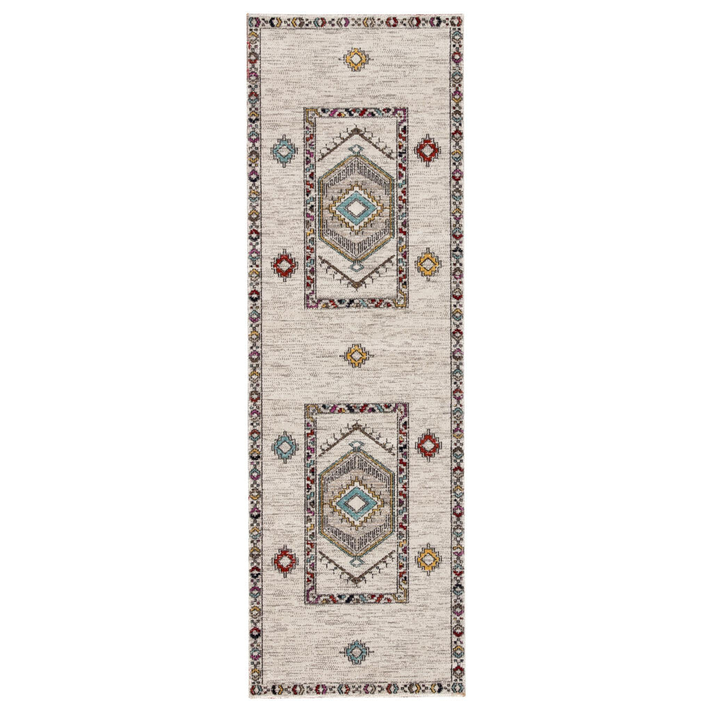 Jaipur Living Polaris Tov Medallion Light Gray / Multicolor 2'6" x 8' Rug