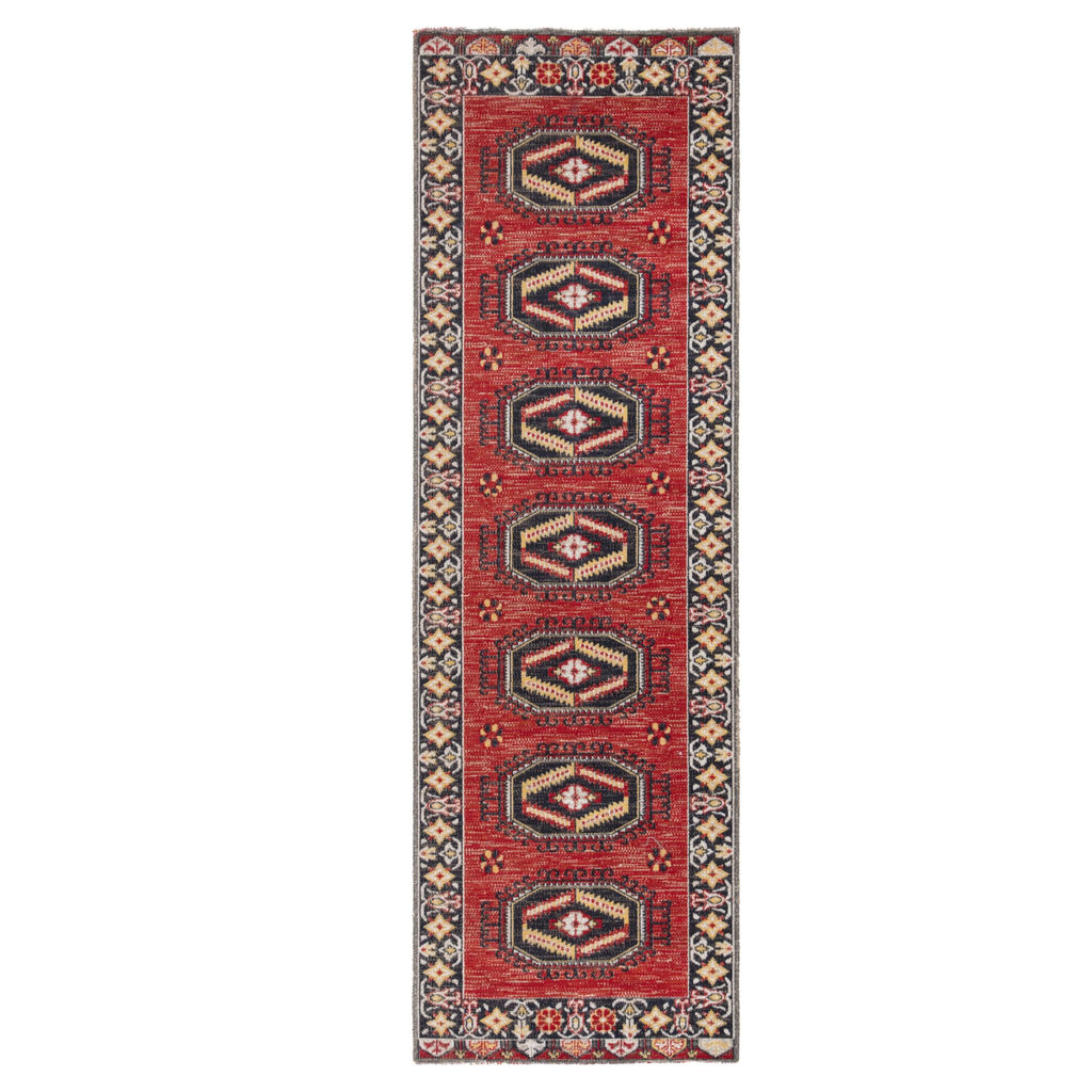 Jaipur Living Miner Indoor/ Outdoor Medallion Red/ Yellow Runner Rug (2'6"X8')