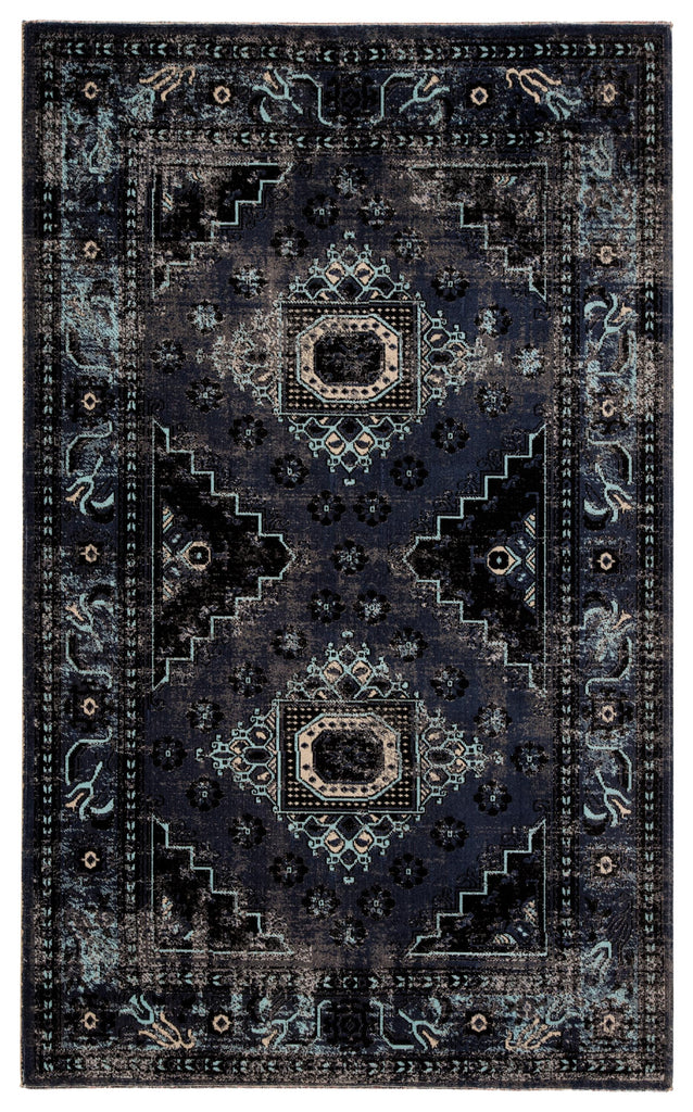 Jaipur Living Westlyn Indoor/ Outdoor Medallion Black/ Blue Area Rug (5'3"X7'6")