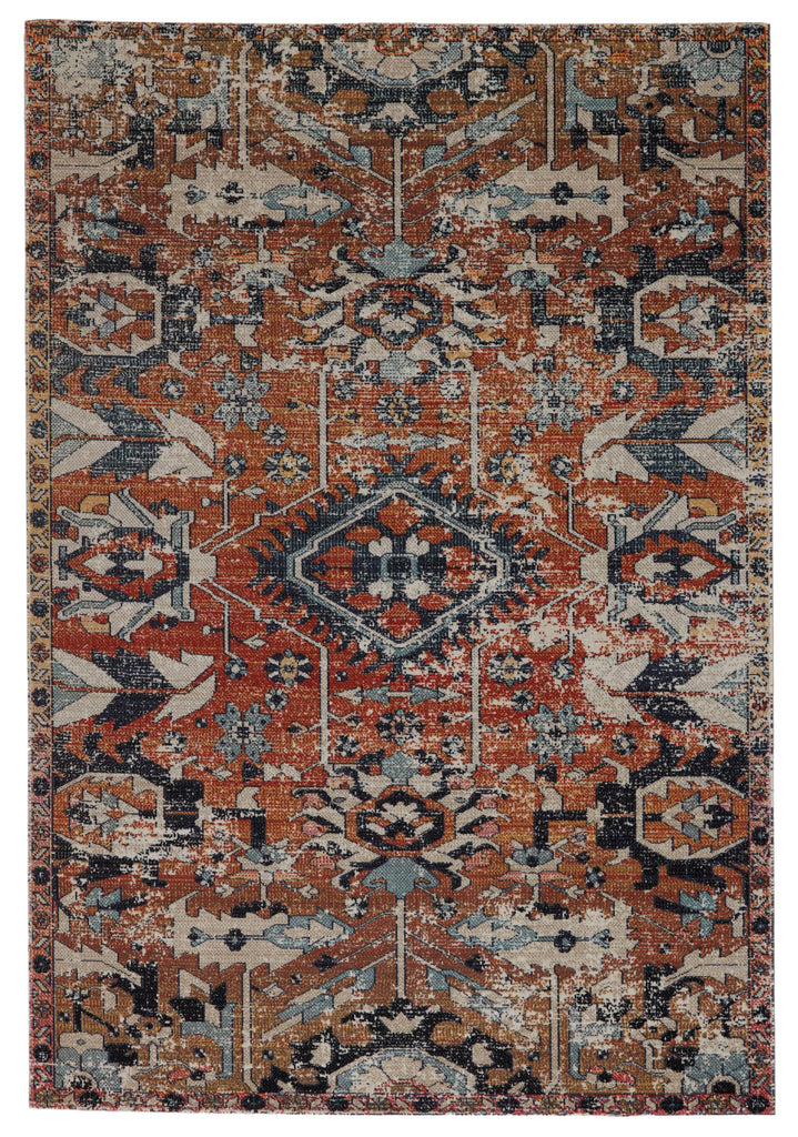 Jaipur Living Ansilar Indoor/ Outdoor Medallion Orange/ Blue Runner Rug (2'6"X8')