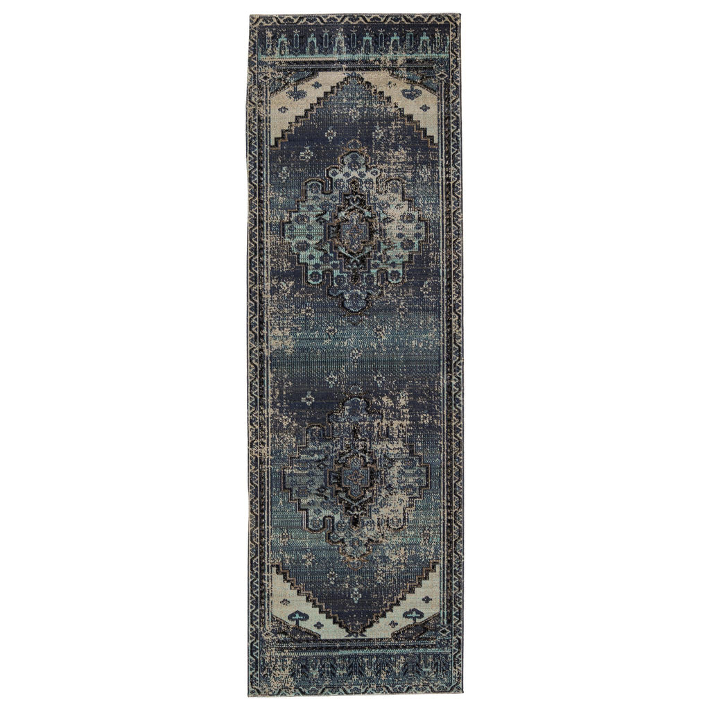 Jaipur Living Cicero Indoor/ Outdoor Medallion Blue/ Gray Runner Rug (2'6"X8')