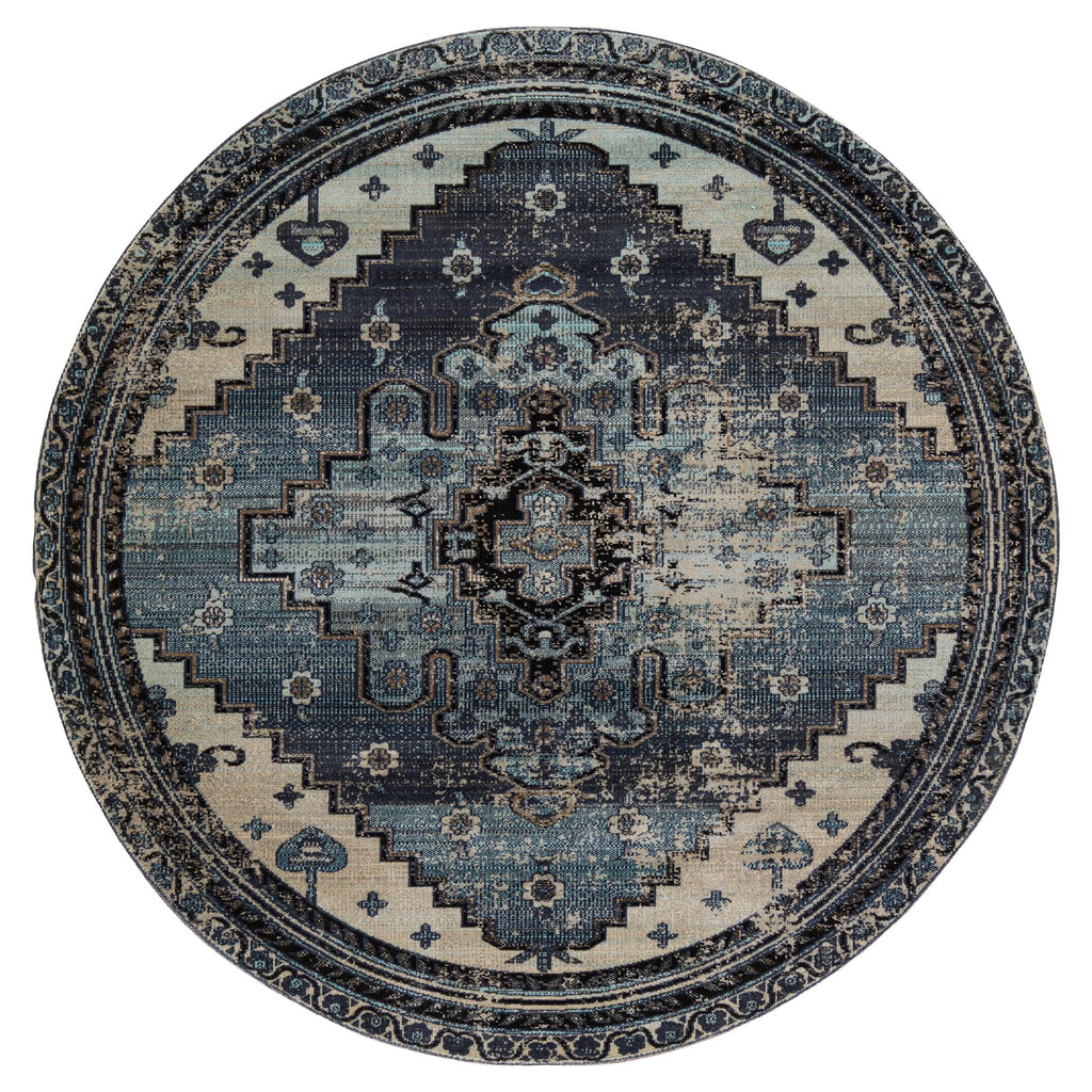 Jaipur Living Cicero Indoor/ Outdoor Medallion Blue/ Gray Round Area Rug (5'11" Rnd)