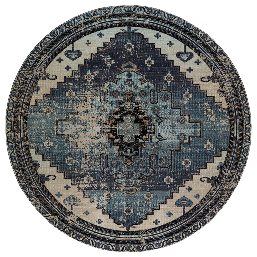 Jaipur Living Cicero Indoor/ Outdoor Medallion Blue/ Gray Round Area Rug (7'10" Rnd)