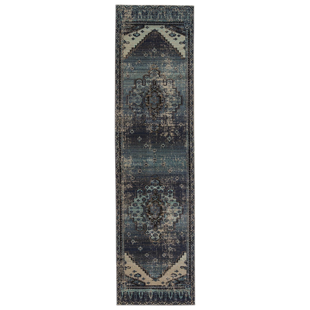 Jaipur Living Polaris Cicero Medallion Blue / Gray 2'8" x 10' Rug