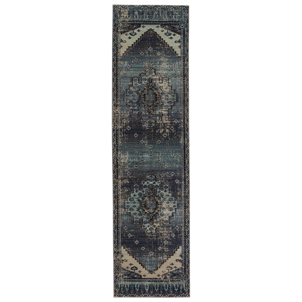 Jaipur Living Cicero Indoor/ Outdoor Medallion Blue/ Gray Runner Rug (2'8"X10')