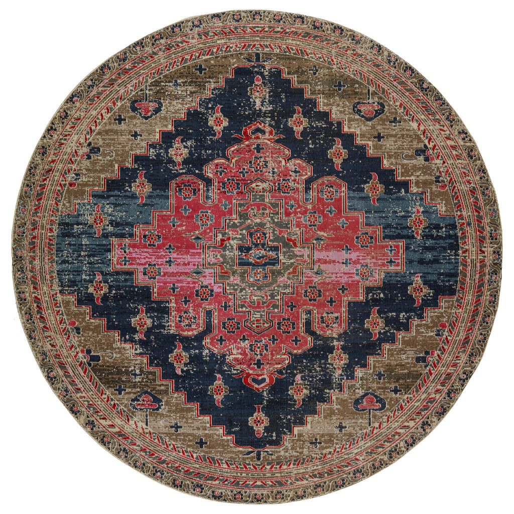 Jaipur Living Cicero Indoor/ Outdoor Medallion Pink/ Blue Round Area Rug (7'10" Rnd)