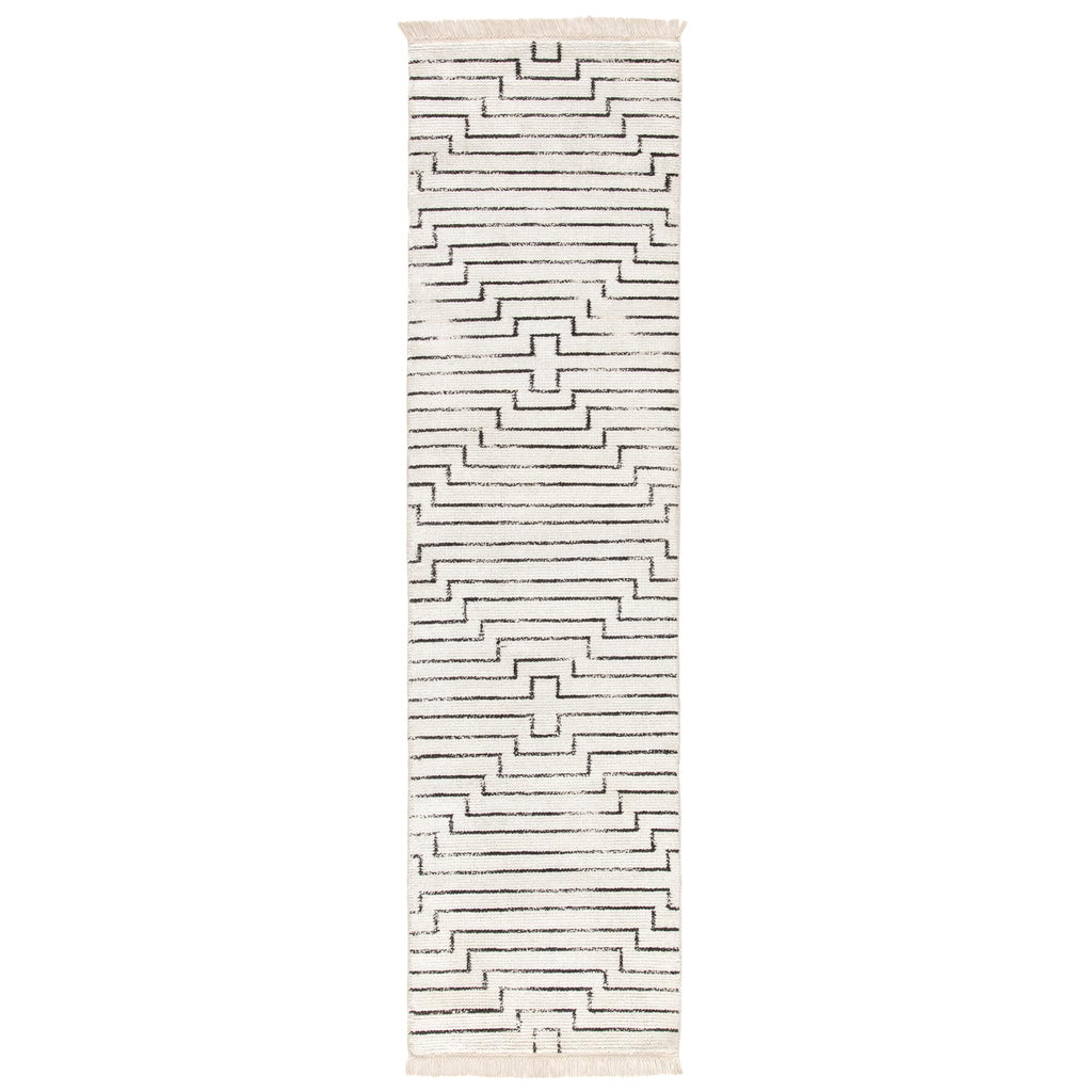 Jaipur Living Alloy Handmade Geometric White/ Black Runner Rug (2'6"X10')