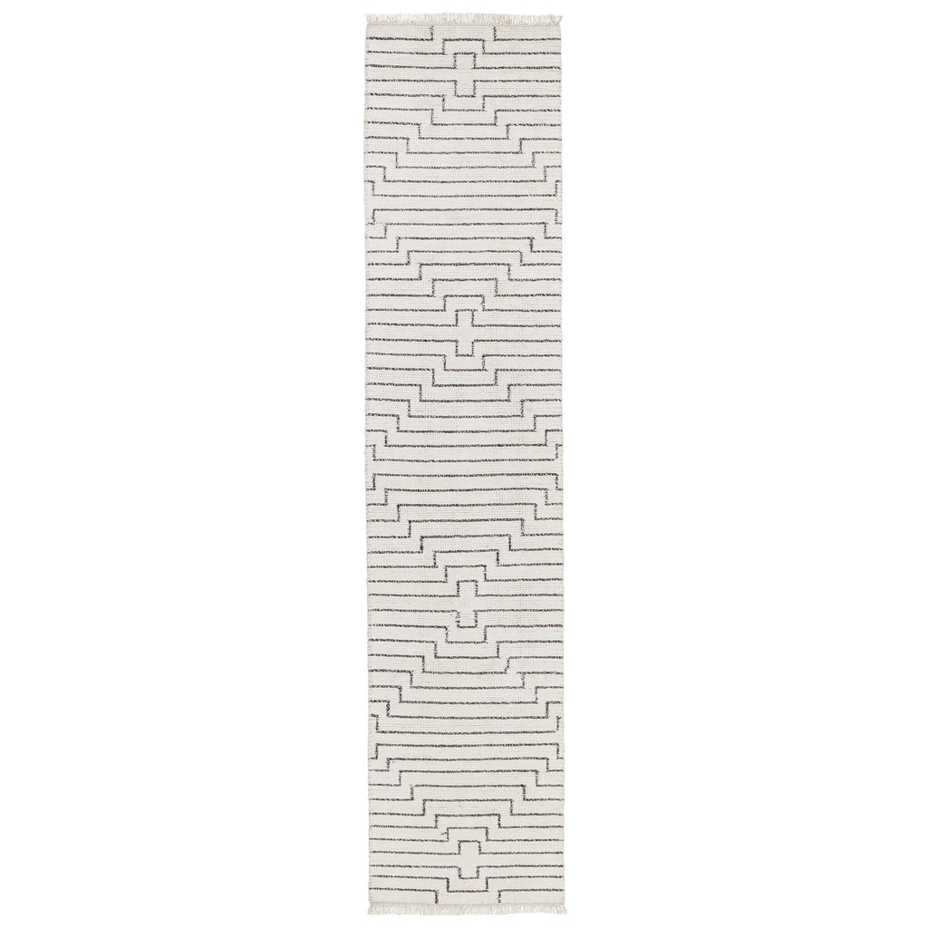 Jaipur Living Alloy Handmade Geometric White/ Black Runner Rug (2'6"X12')