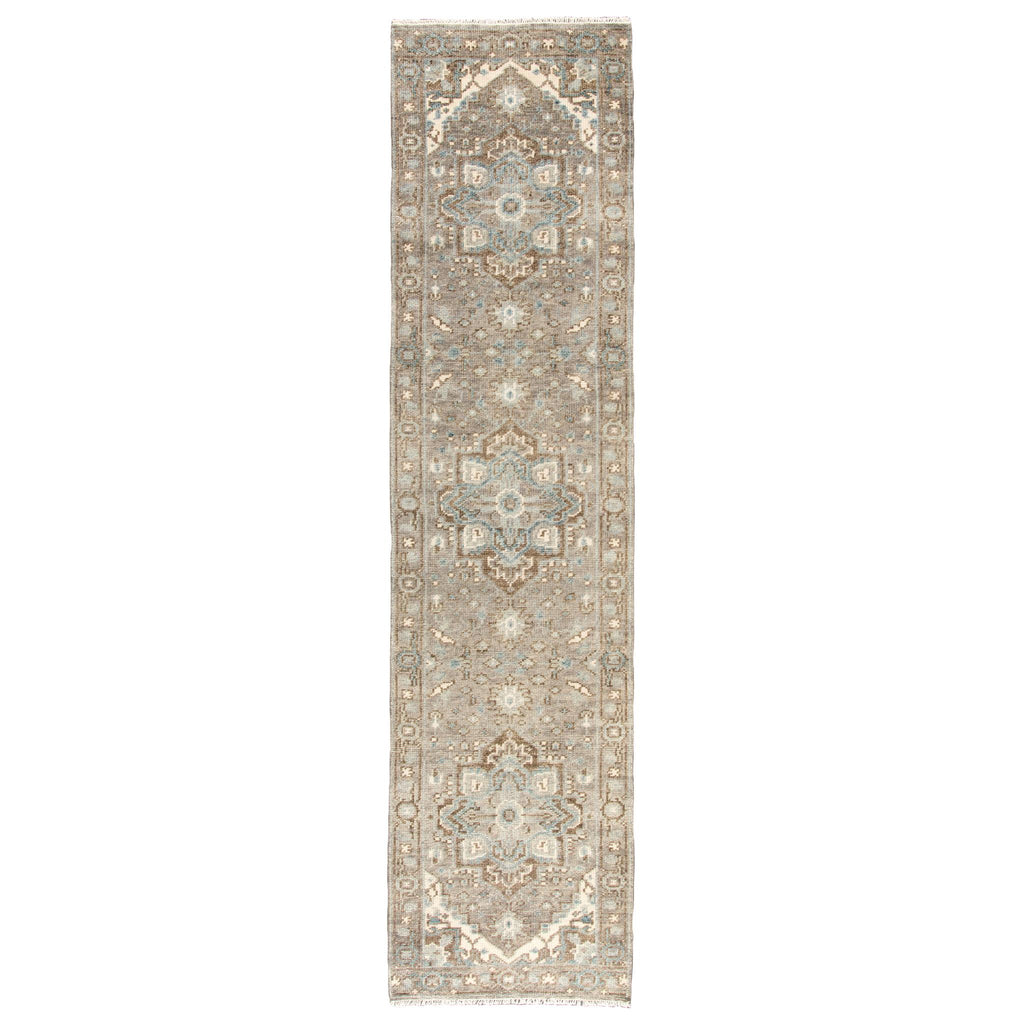 Jaipur Living Flynn Hand-Knotted Medallion Gray/ Blue Runner Rug (3'X12')