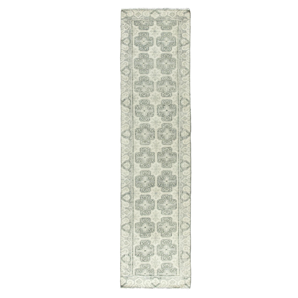 Jaipur Living Stage Hand-Knotted Bordered Ivory/ Green Runner Rug (3'X10')