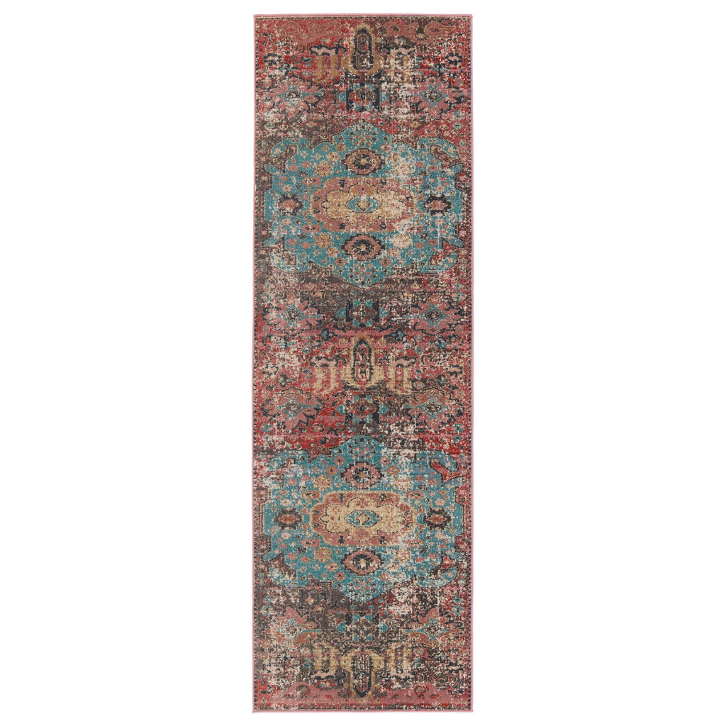 Jaipur Living Swoon Presia Medallion Red / Teal 2'6" x 8' Rug