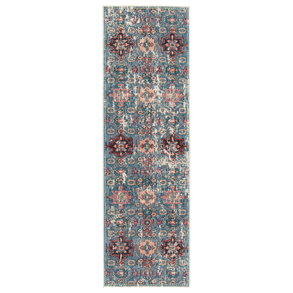 Vibe By Jaipur Living Farella Indoor/ Outdoor Oriental Blue/ Pink Runner Rug (2'6"X8')