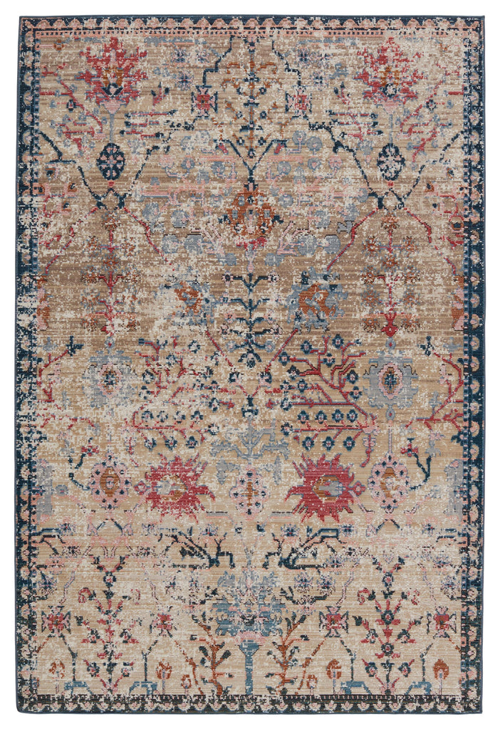 Vibe By Jaipur Living Elva Indoor/ Outdoor Oriental Tan/ Blue Area Rug (2'6"X4')