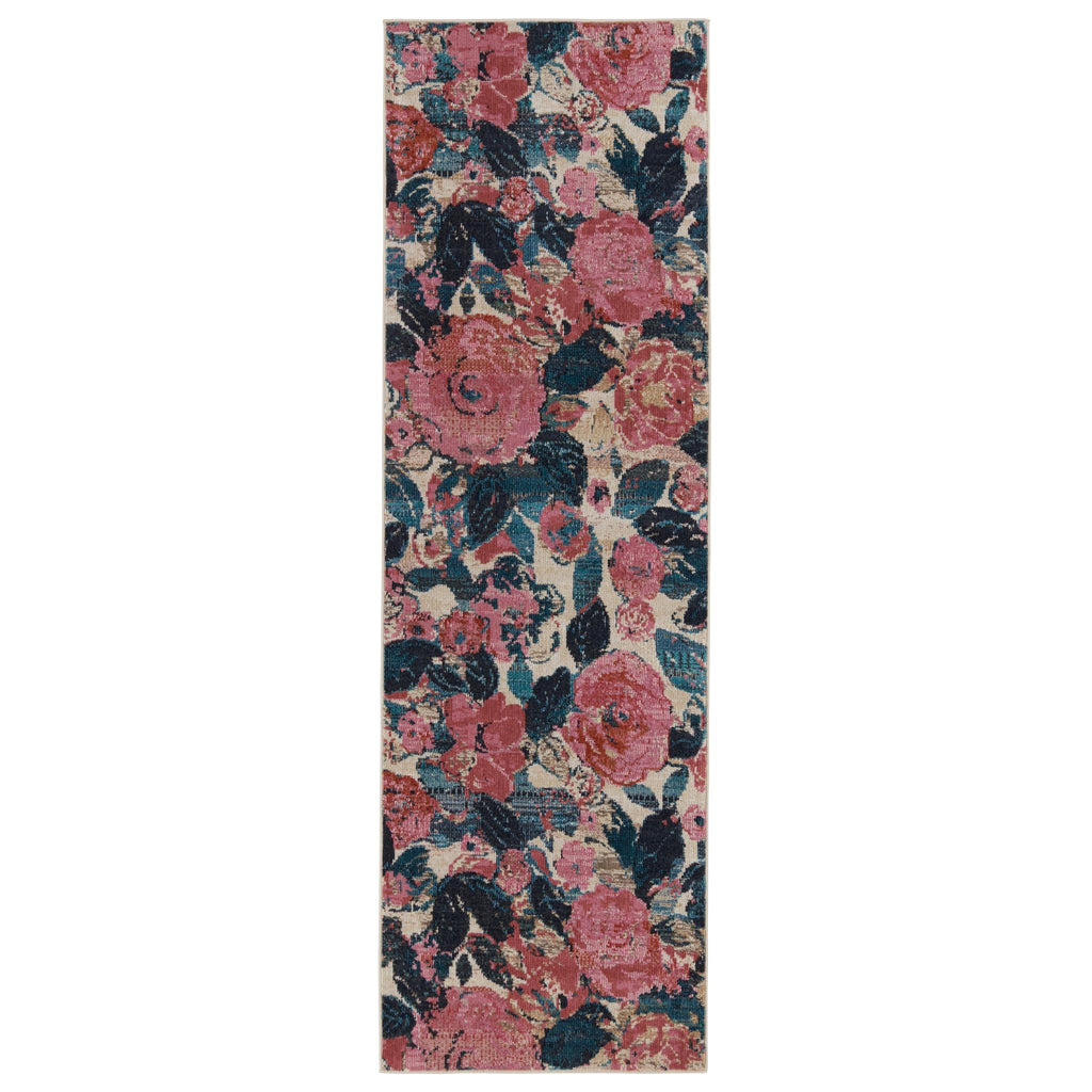 Vibe By Jaipur Living Illiana Indoor/ Outdoor Floral Pink/ Blue Runner Rug (2'6"X8')