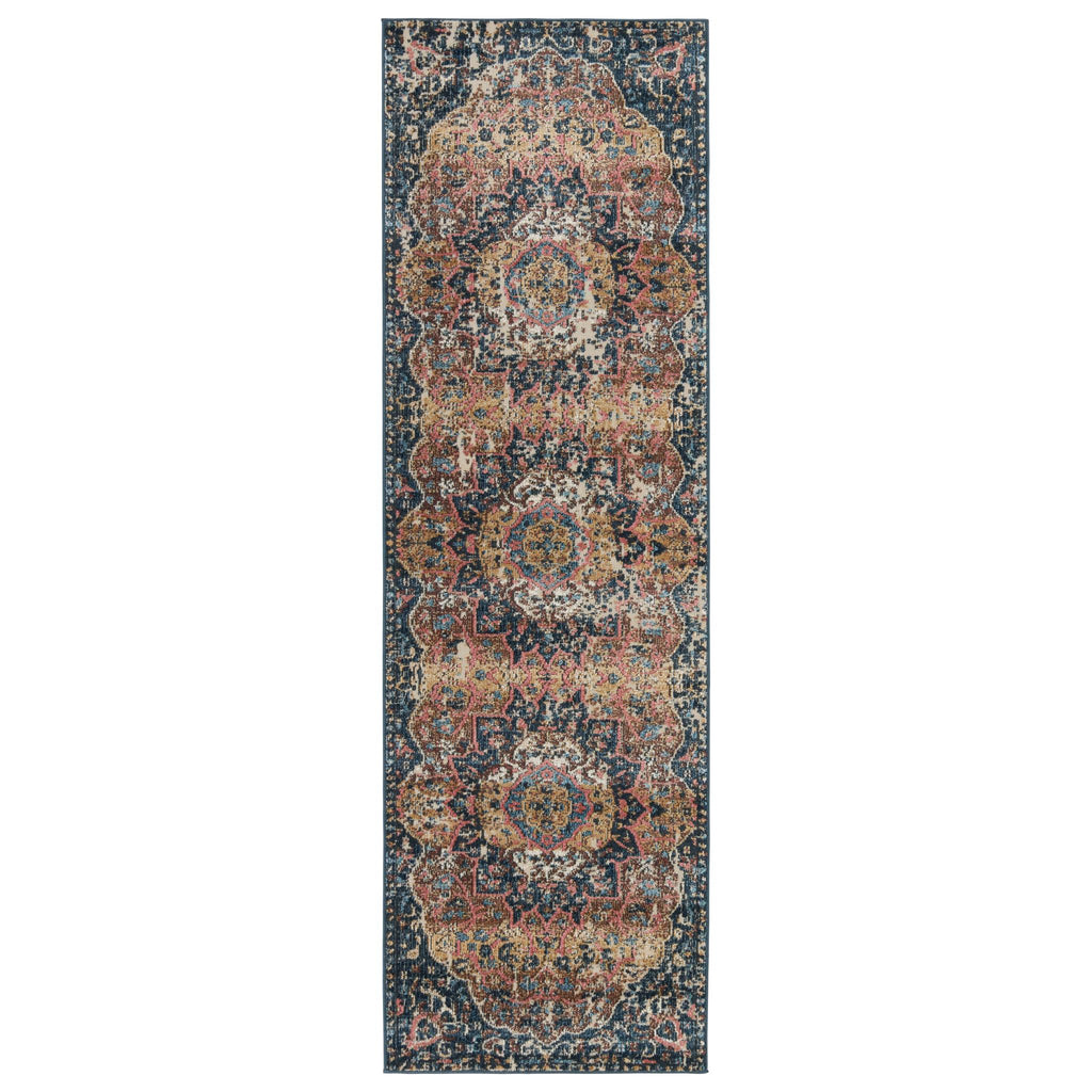 Vibe By Jaipur Living Akela Indoor/ Outdoor Medallion Dark Blue/ Multicolor Runner Rug (2'6"X8')