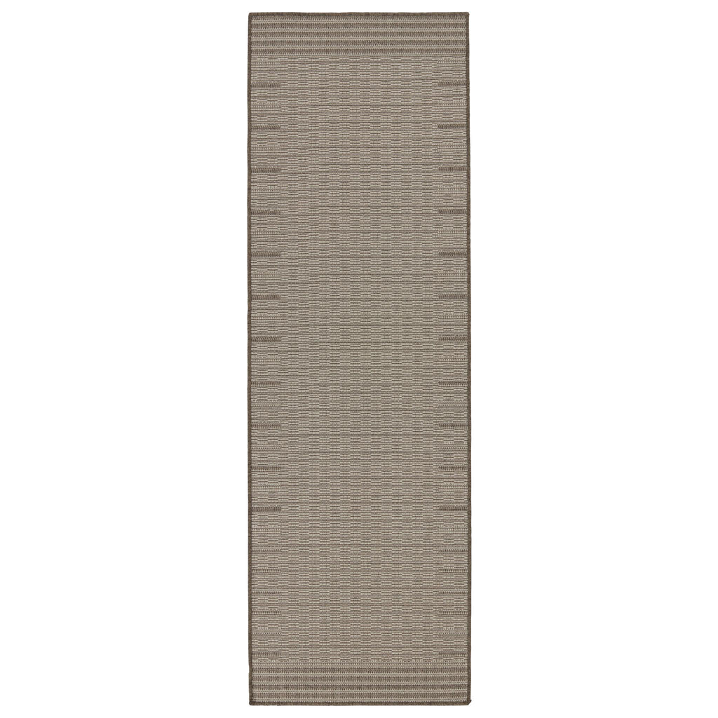 Vibe By Jaipur Living Poerava Indoor/ Outdoor Bordered Gray/ Taupe Runner Rug (2'6"X8')