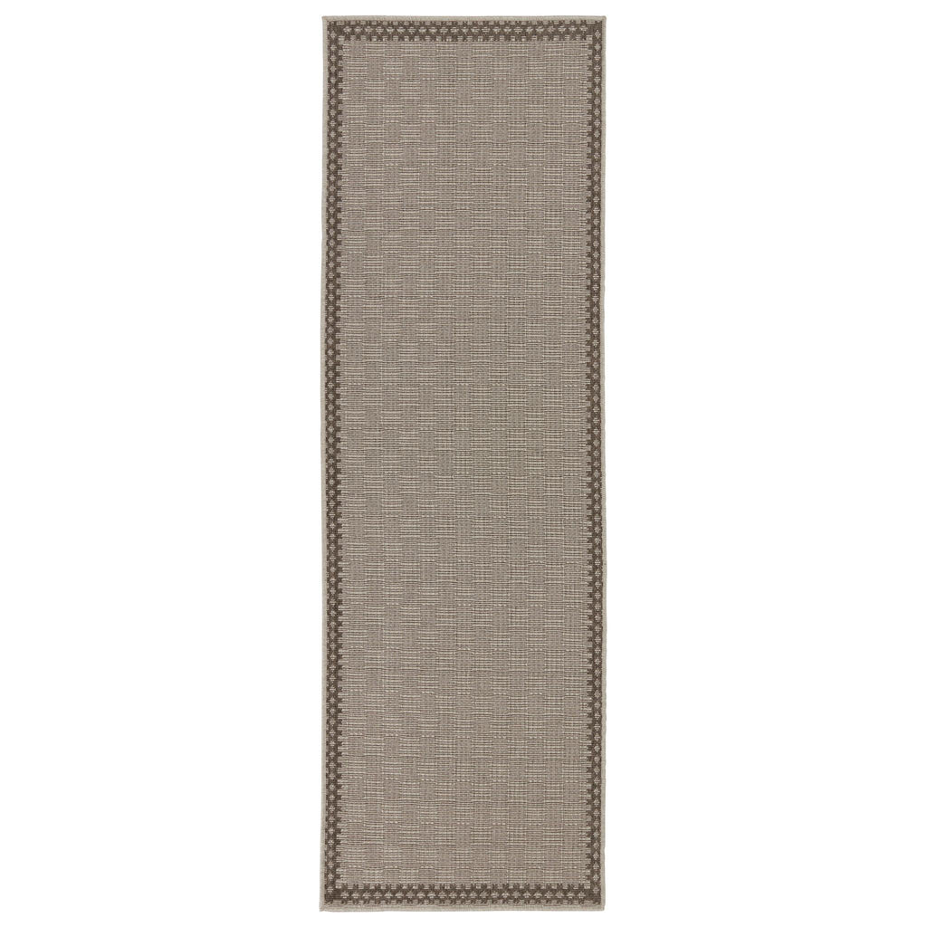 Jaipur Living Tahiti Tiare Border Gray / Taupe 2'6" x 8' Rug