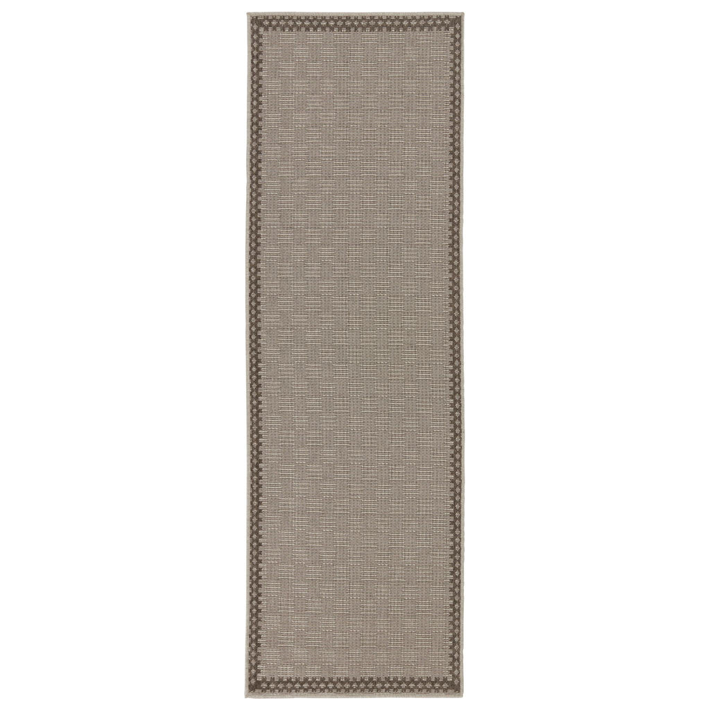 Vibe By Jaipur Living Tiare Indoor/ Outdoor Bordered Gray/ Taupe Runner Rug (2'6"X8')