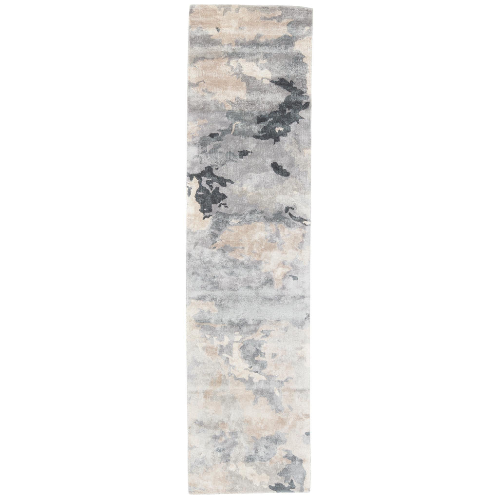 Jaipur Living Transcend Glacier Abstract Gray / Dark Blue 2'6" x 8' Rug