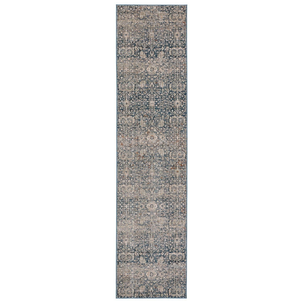 Jaipur Living Valentia Torryn Damask Gray / Blue 3' x 8' Rug