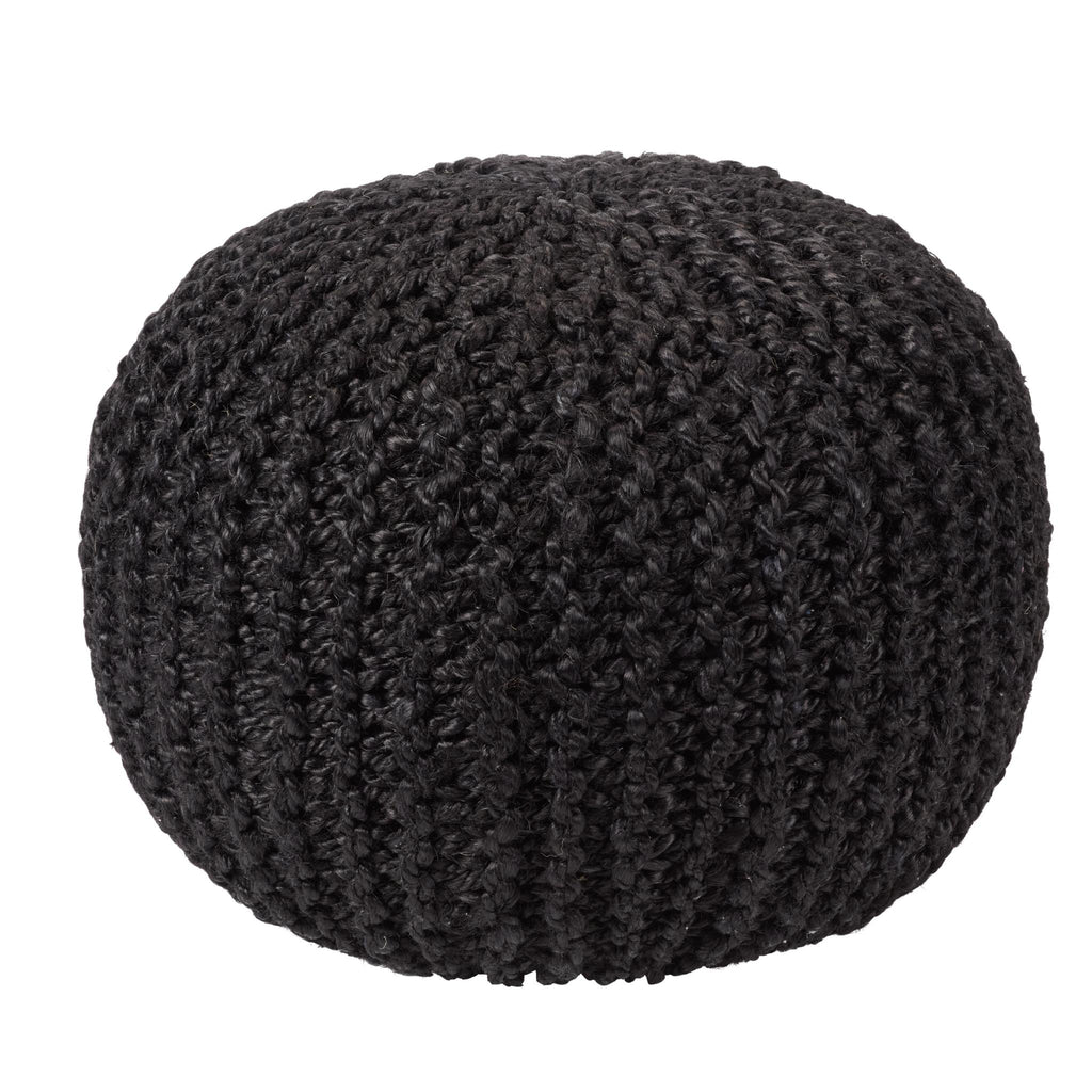 Vibe By Jaipur Living Azene Handmade Solid Black Cylinder Pouf