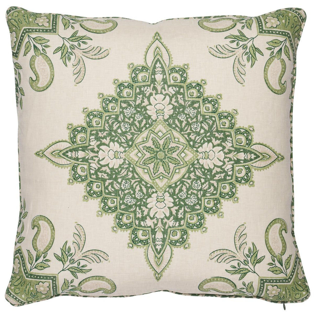 Schumacher Montecito Medallion Leaf Green 18" x 18" Pillow