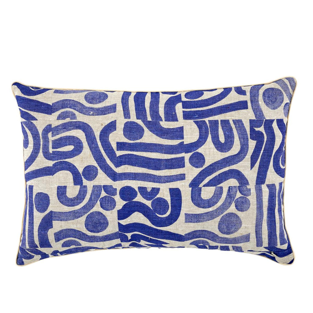 Schumacher Ocean Lumbar Blue 24" x 16" Pillow