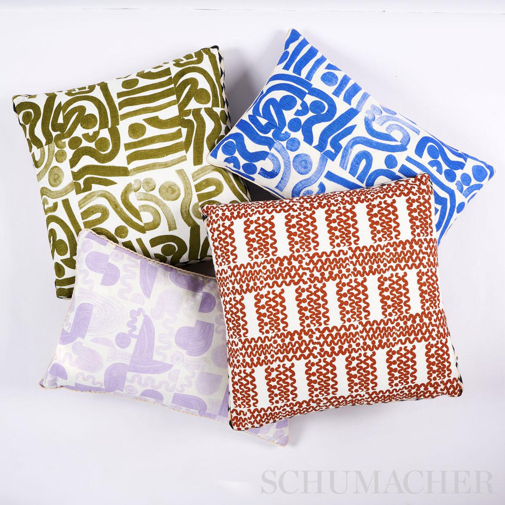 Schumacher Ocean Lumbar Blue 24" x 16" Pillow