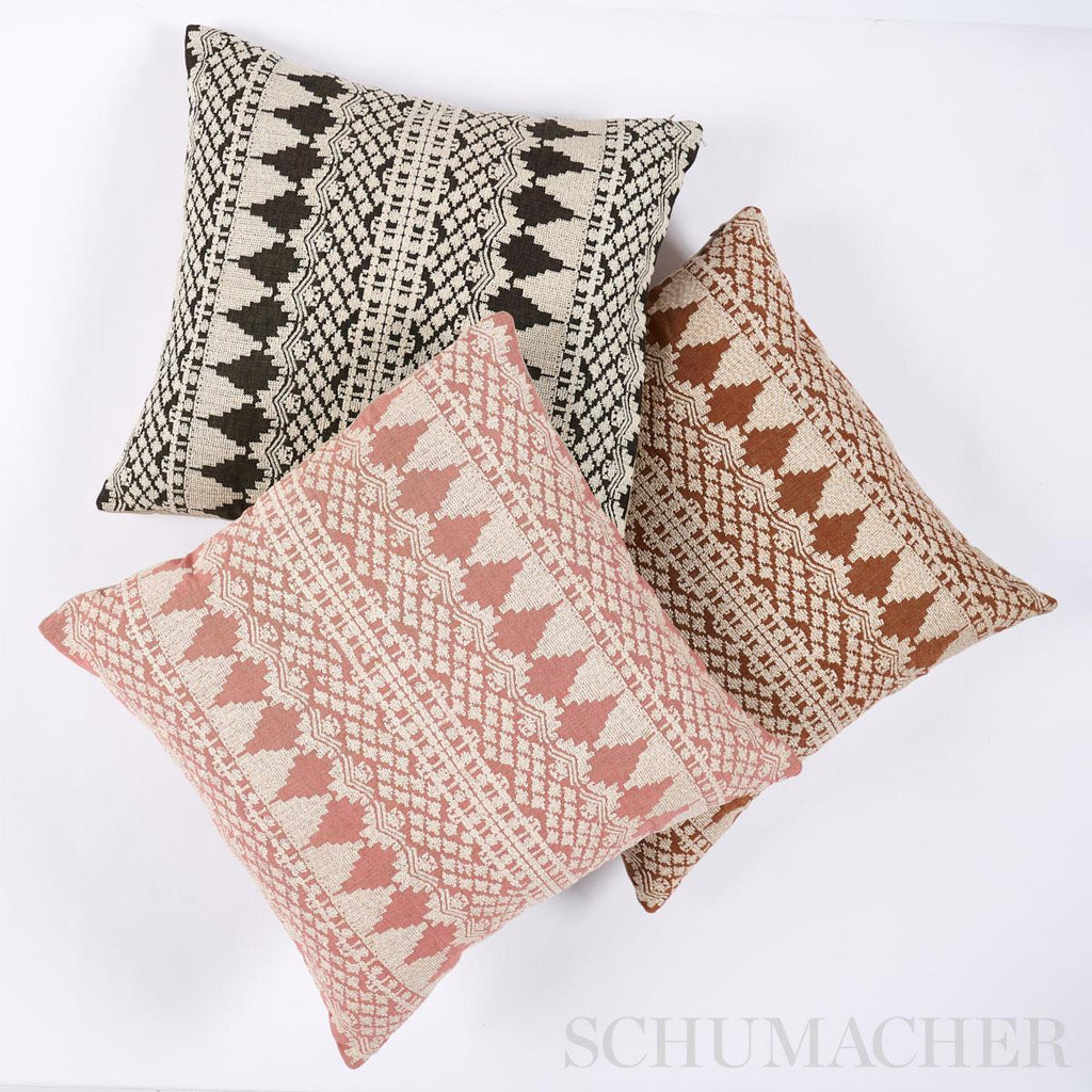 Schumacher Wentworth Embroidery Rust 22" x 22" Pillow