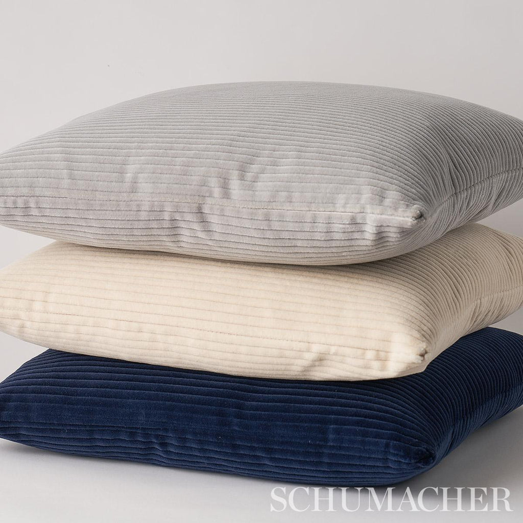 Schumacher Wyatt Corduroy Steel Grey 18" x 18" Pillow