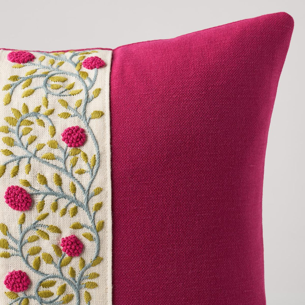 Schumacher Ashoka Magenta & Leaf 18" x 18" Pillow