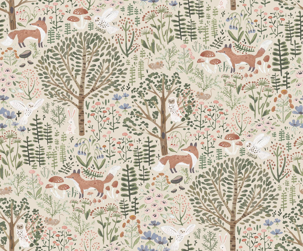 RoomMates Clara Jean Folklore Forest Almond/Vintage Wallpaper