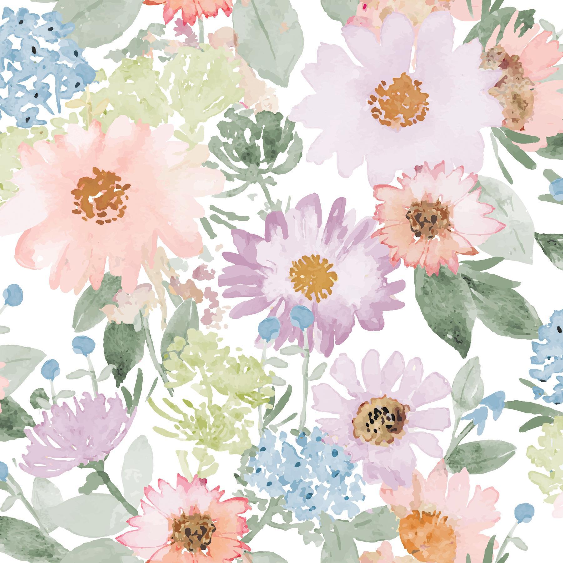 RoomMates Watercolor Floral Bouquet Peel and Stick Wallpaper