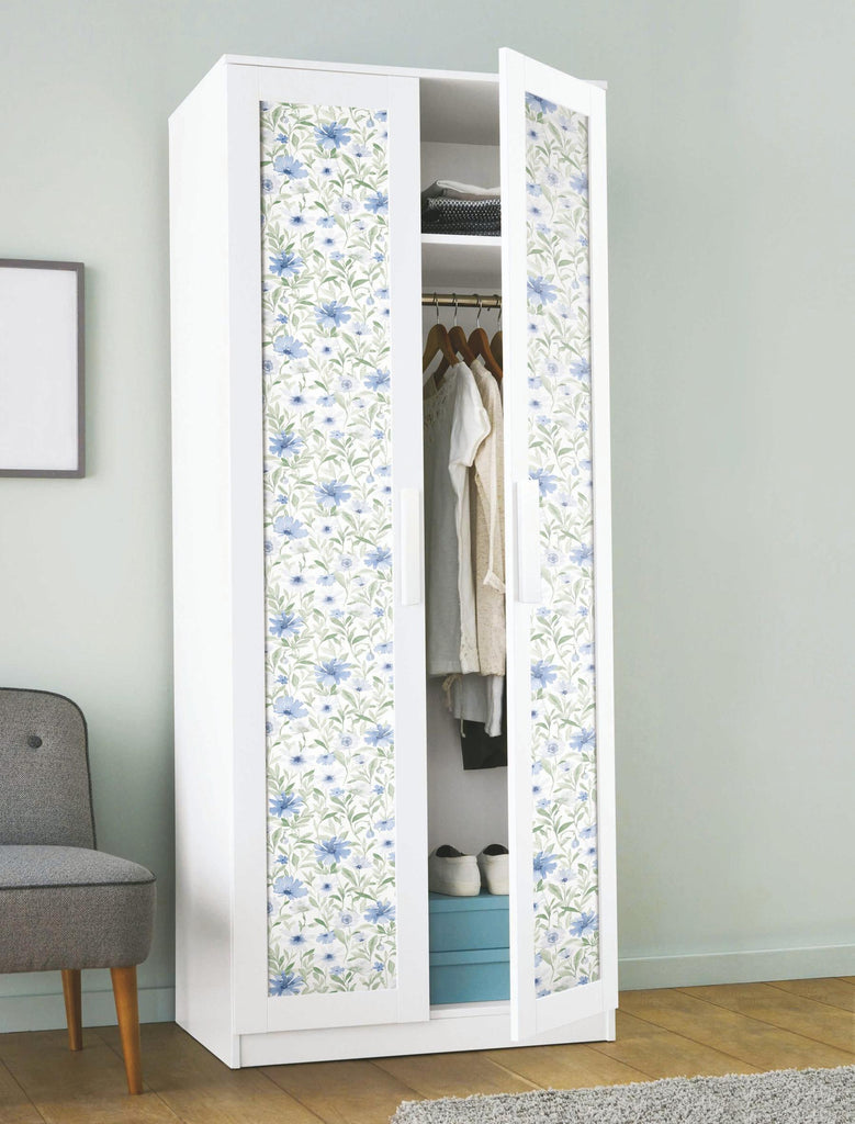 RoomMates Flower Market Peel & Stick Blue/Mint Wallpaper