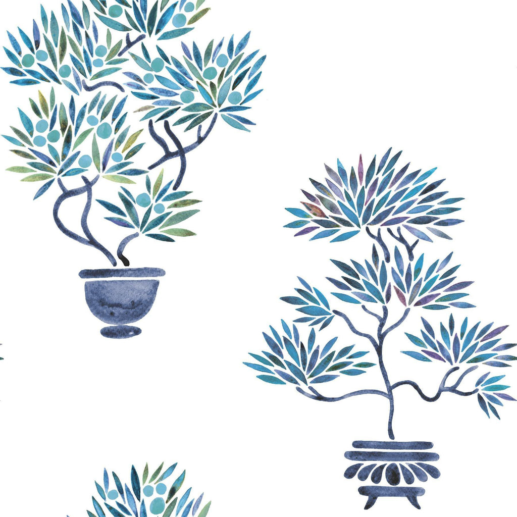 RoomMates Cat Coquillette Bonsai Peel & Stick blue Wallpaper