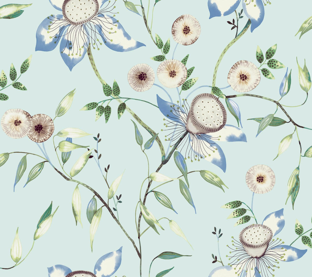 York Dream Blossom Light Blue Wallpaper